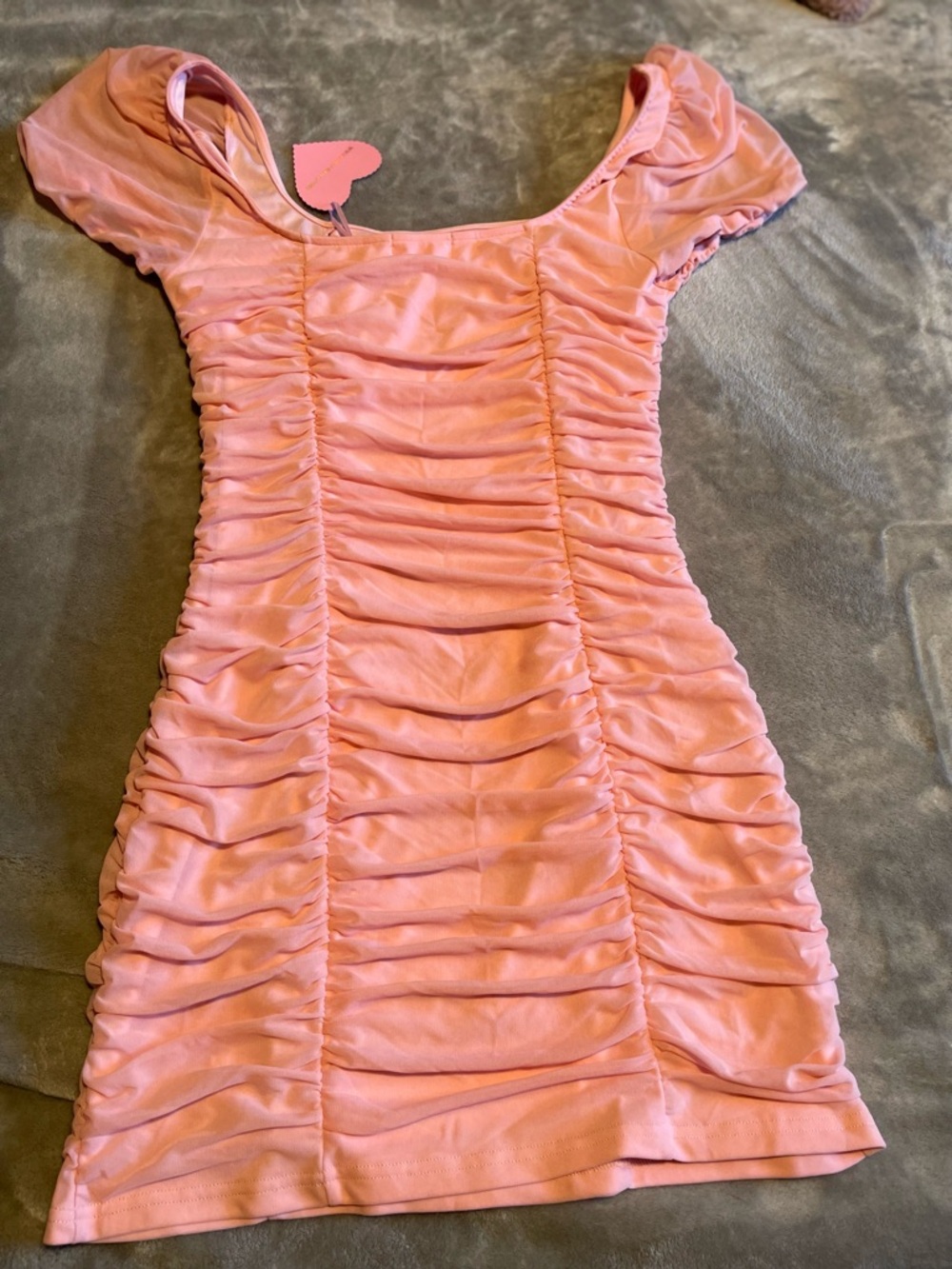 Sugar Thrillz Pink Ruched Off-Shoulder Mini Dress